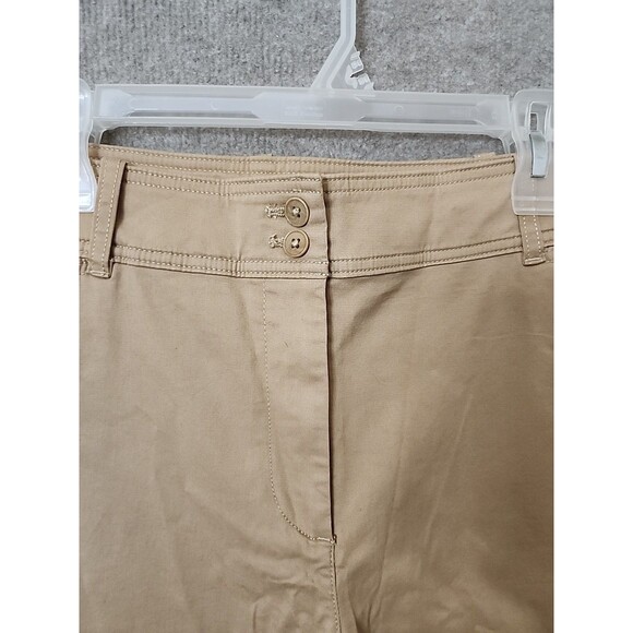 Talbots Wide Leg Chino Pants Womens 14W Brown Cotton Stretch - Picture 3 of 9